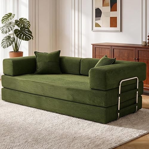 Premium 5-in-1 Cloud Boneless Couch, 79" L 3 Seater Convertible Memory Foam Modular Sectional Couches for Living Room,Green | Modular Sectional, Boneless Couch, Convertible