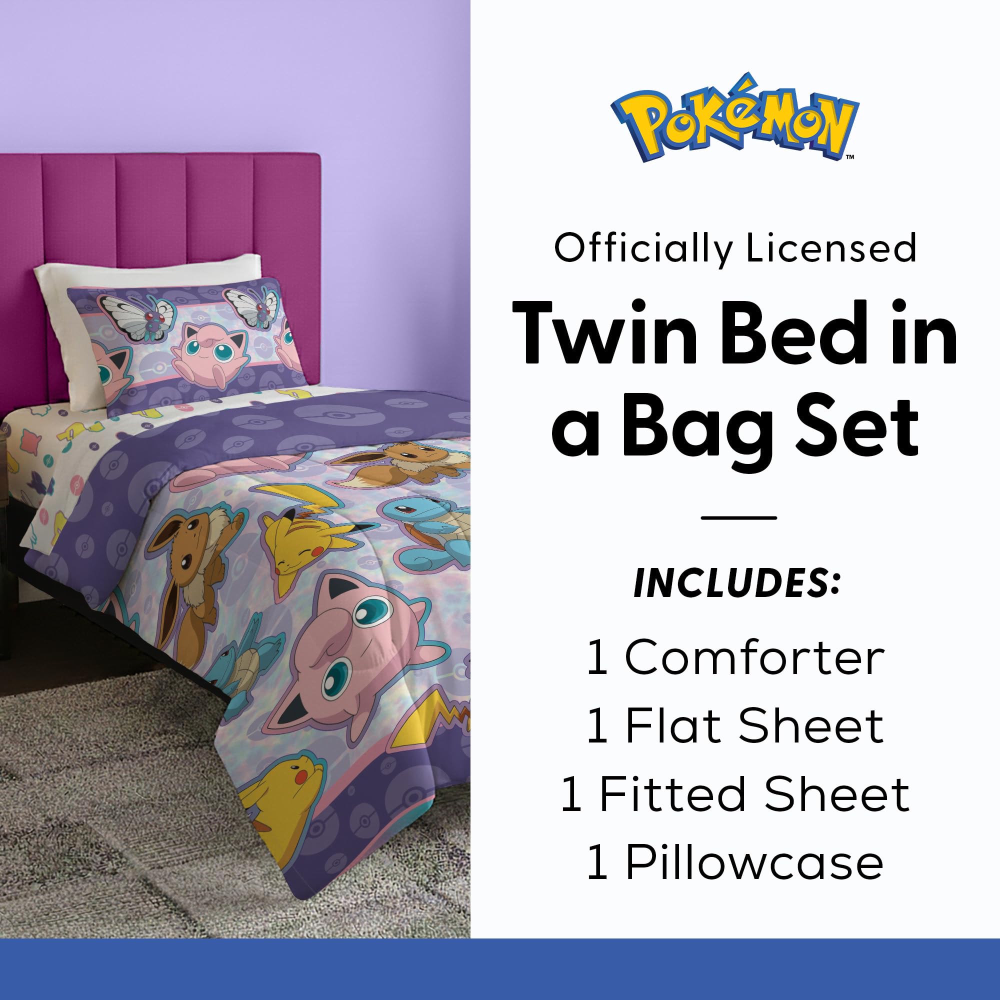 Northwest Juego de Cama rotativa Pokemon en una Bolsa, Individual, Friendly Battle