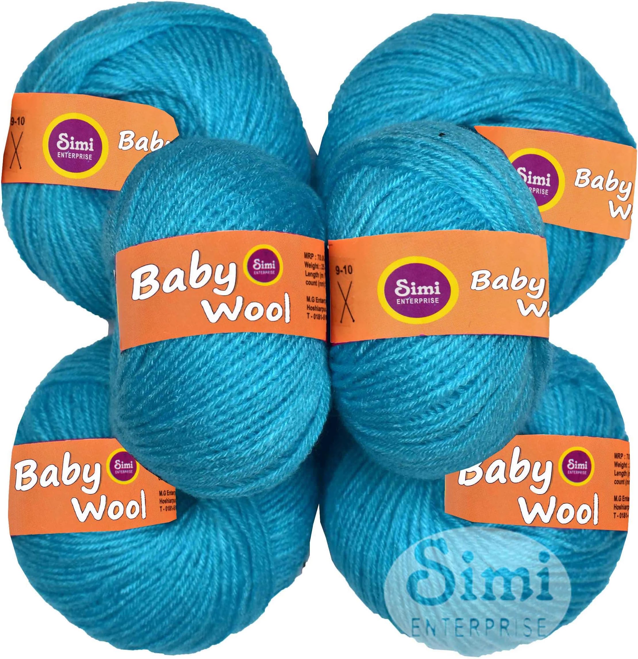 SIMI ENTERPRISE 100% Acrylic Wool Blue Stone 8 Pc Baby Wool 4 ply Wool Ball Hand Knitting Wool/Art Craft Soft Fingering Crochet Hook Yarn-GArt-AAFD