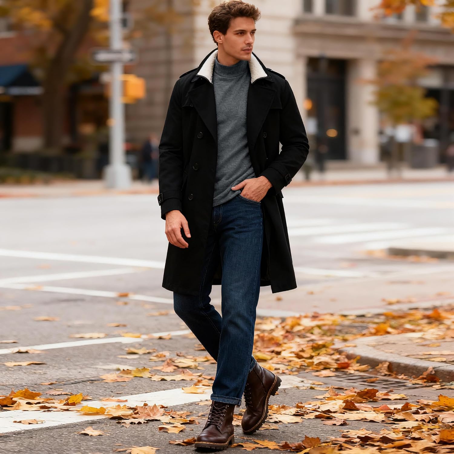 Derminpro Men's Fleece Lined Mock Neck Knit Long Sleeve Undershirts Thermal T Shirts - Image 2