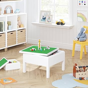 Costway Convertible Activity Bench Children Table & Chair Set, 3 In 1 Toddlers Storage Bench