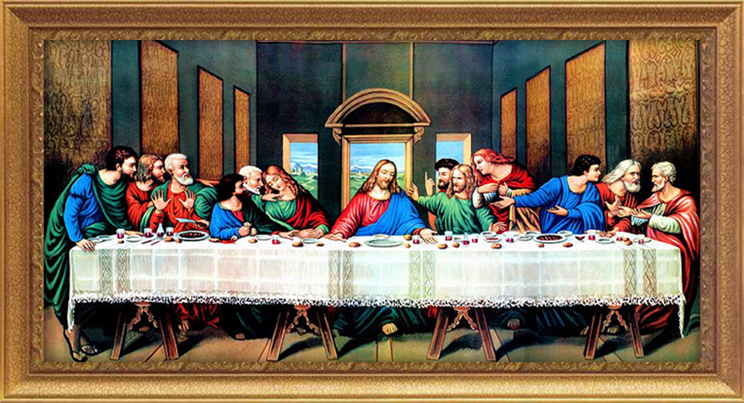 Dimensean Stamped Cross Stitch Kits Full Range of Embroidery Patterns Starter Kits for Beginners Adult or Kids DIY Cross Stitches Needlepoint Kits 11CT- Last Supper 15.7x29.1 inch