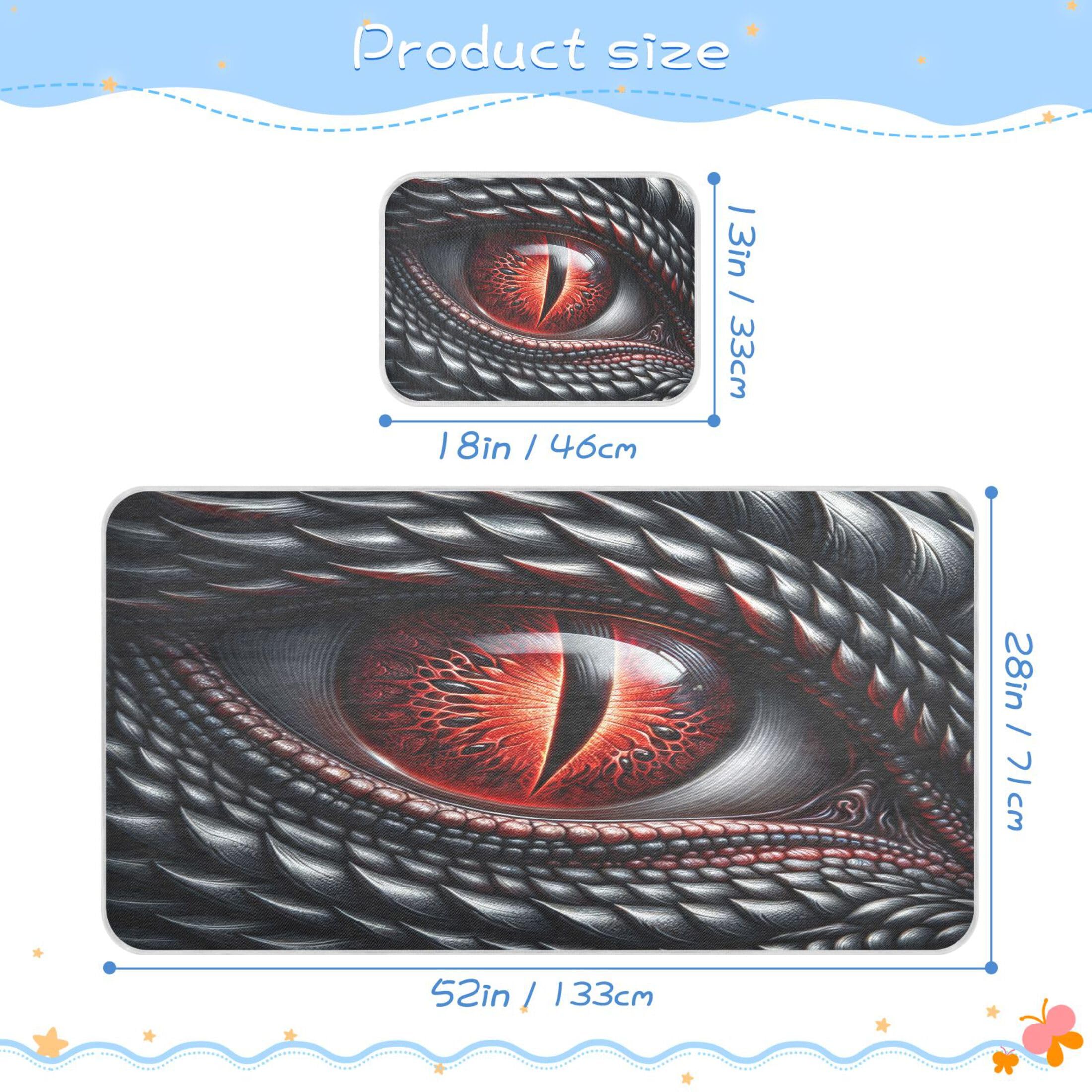 Takiito Black Dragon Baby Cooling Mattress Pad, Soft & Breathable Cooling Mat Keep Baby Cool in Summer 28x52 in, Nursery Essential