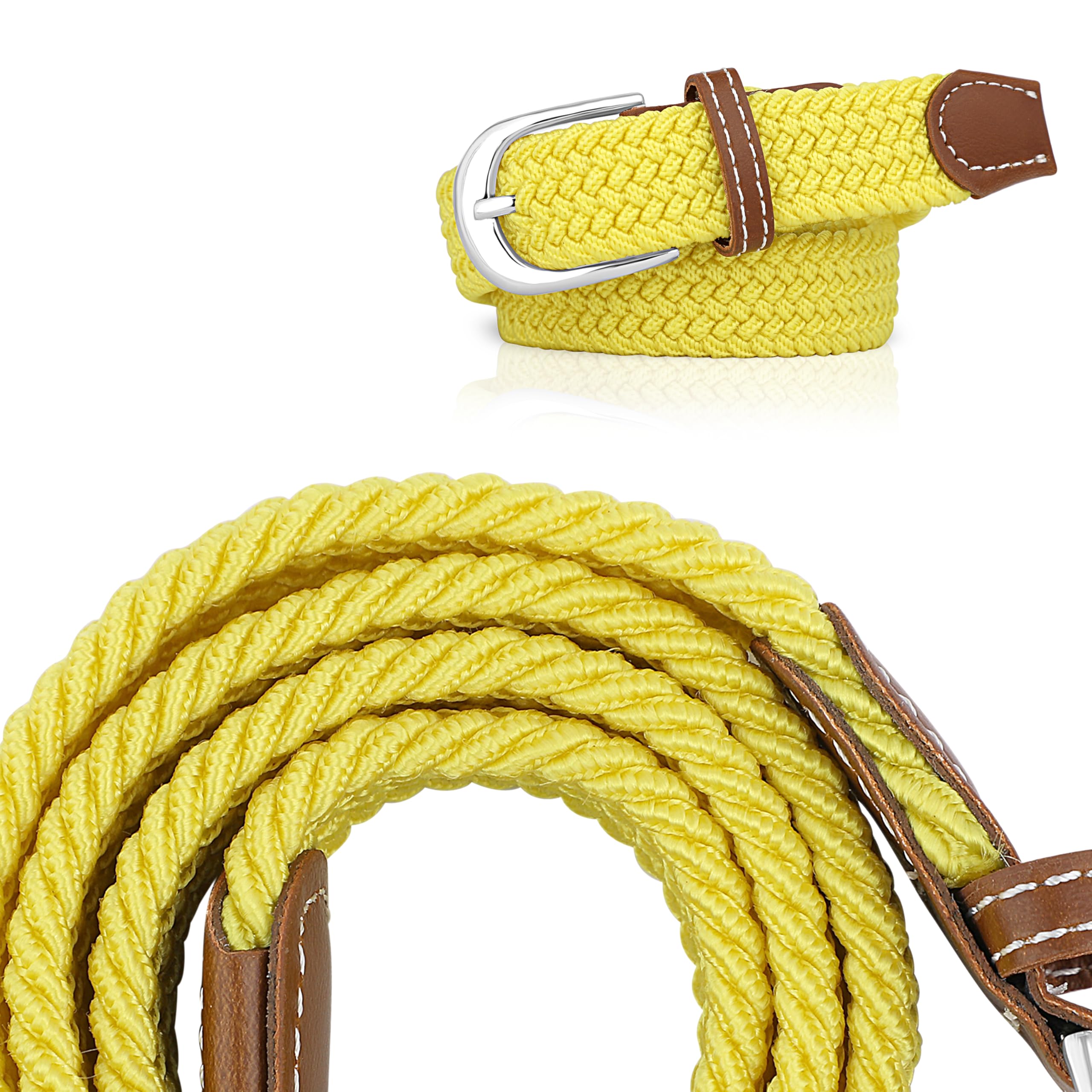 MagicPop Stretchable Belt for Kids, Fancy Belt for Formal, Casual & Jeans Wear, Waist 20-24-28-30 Inch 3|5|7|9|11 Yrs (Yellow, W20-24 Inch) - Image 5 thumbnail