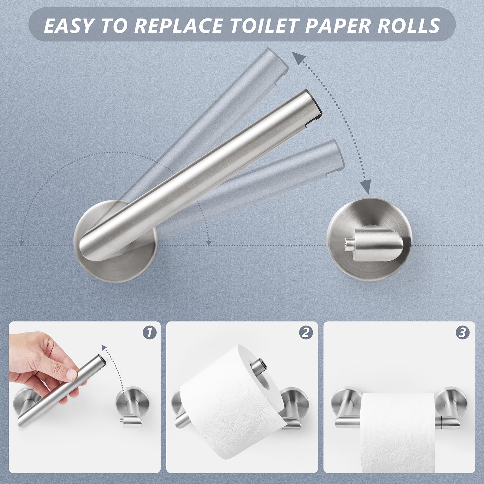 Portarrollos de papel higiénico giratorio de níquel cepillado, soporte de papel higiénico cepillado de acero inoxidable moderno soporte de papel higiénico para baño, soporte para rollo de papel 4