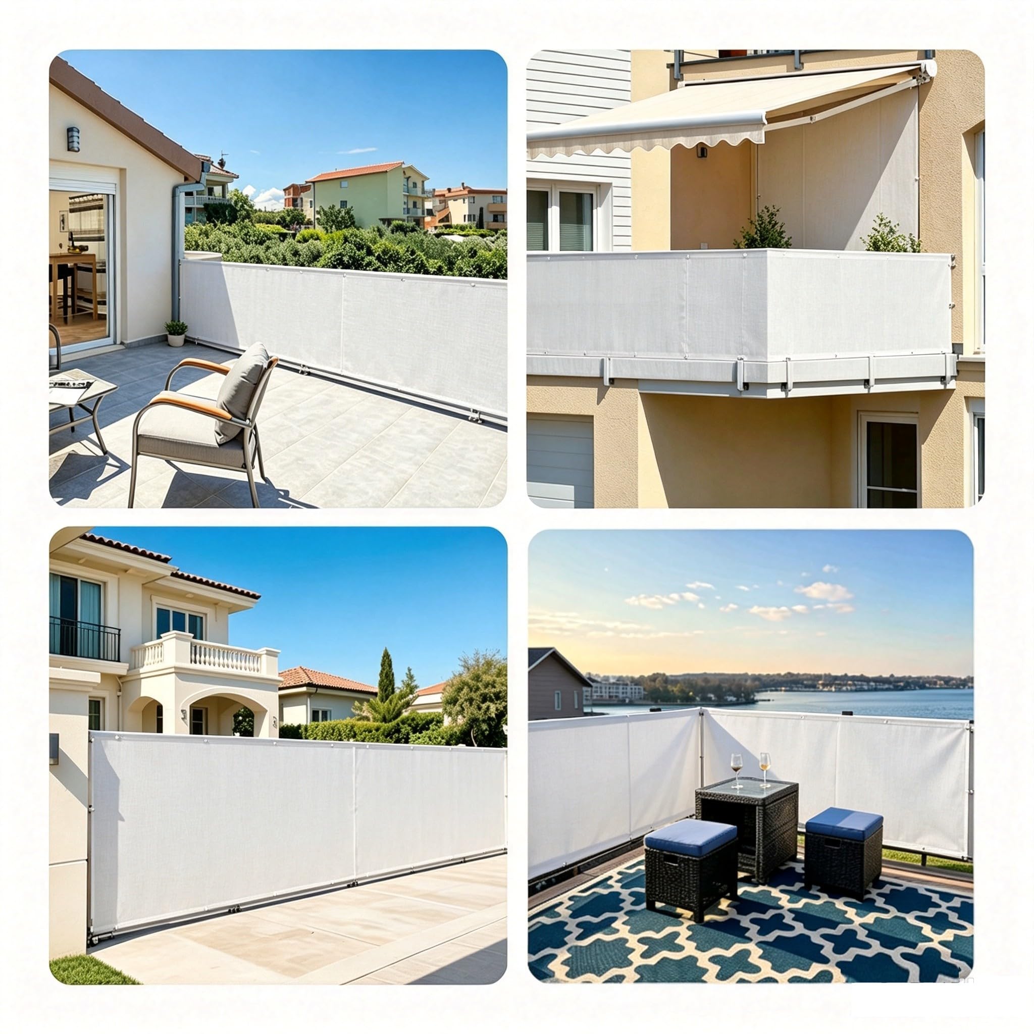 Malla de privacidad para cercas - 3.5x3M/350x300CM Blanco - Imalla Resistente privacidad, Barrera de Malla Exteriores, barandilla de Seguridad Balcones y terrazas, Bridas para Cables