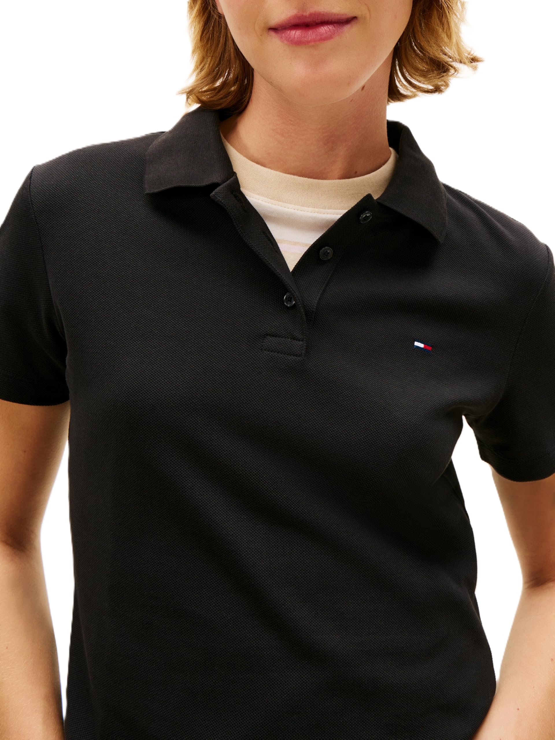 Tommy Jeans Damen Poloshirt Kurzarm Slim Essential Stretch