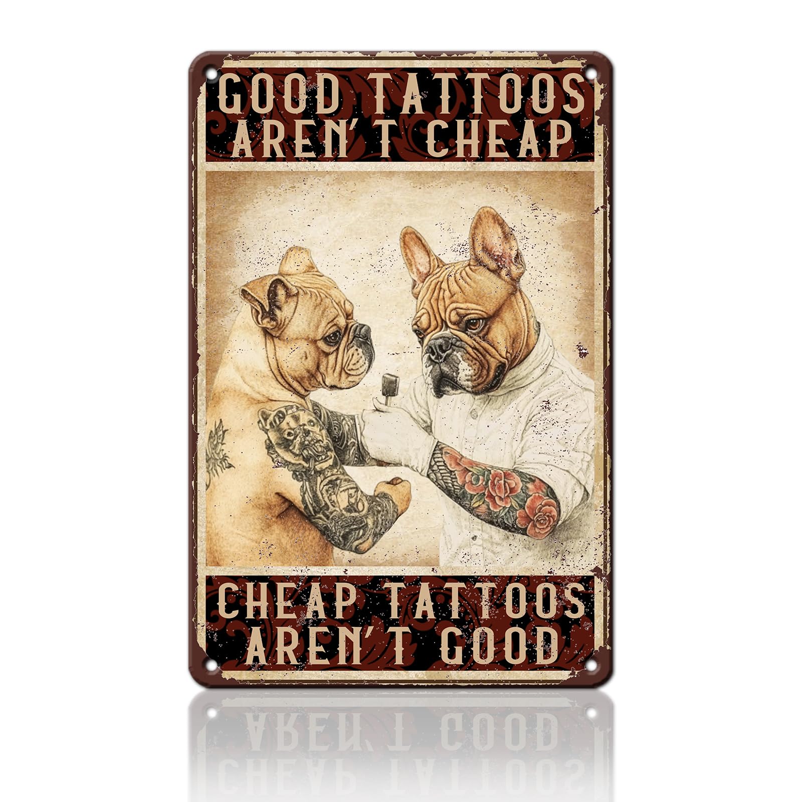 Anceky Vintage Good Tattoos Aren‘T Dog Metal Sign Retro Tin Sign Wall Decor for Plub Porch Home Garage Farmhouse 12×16 Inch