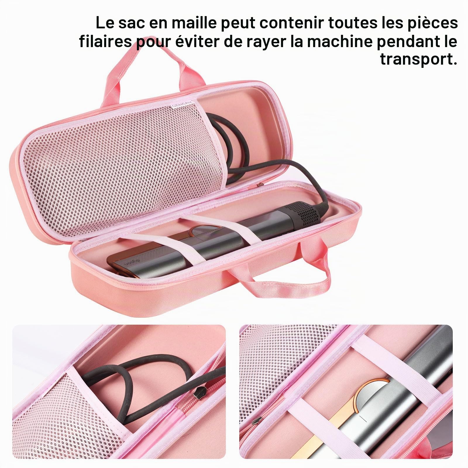 Étui de transport pour Dyson Airstrait HT01, Rose Gold, Formal, Fermeture éclair, étui pour lisseur
