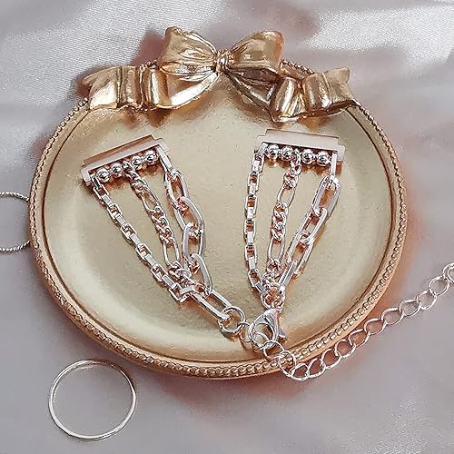 Miniatura 3 de MORWLAT Pulsera de cadena compatible con Galaxy Watch 5 BandWatch 4 BandsGalaxy Watch 4 Band 1.575 in 1.732 in (juego de cadena con claseoro rosa)