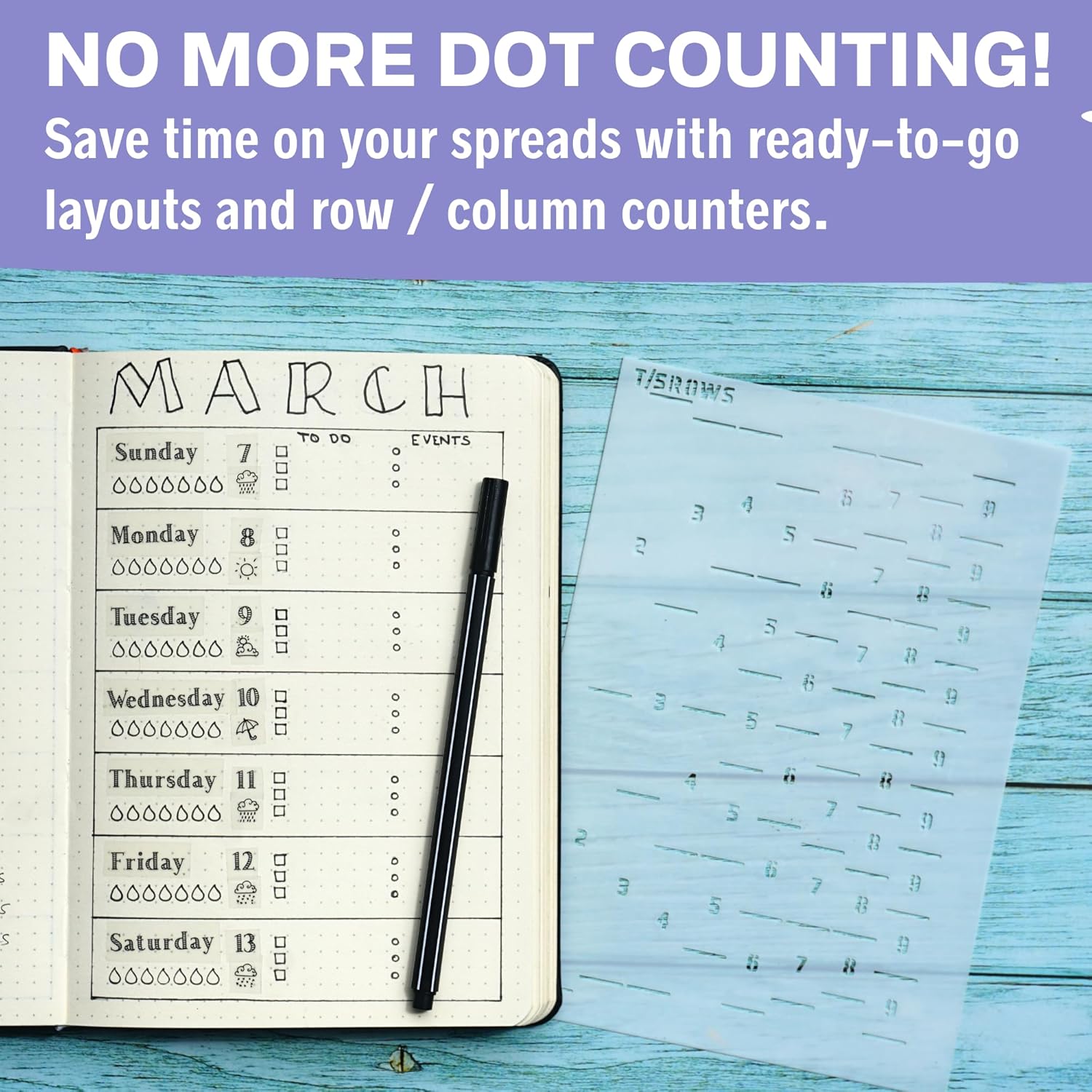 Bullet Bundle Planner Stencils for A5 Journals - 21 Layout Templates Sized for A5 5mm Dot Grid Journals - DIY Templates for Weekly, Monthly Calendars, Habit Trackers, Productivity Planner