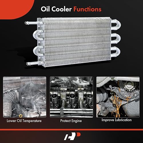 Miniatura 6 de A-Premium Enfriador de aceite de transmisión, tubo y aleta universales de aluminio de 6 pasos, remolque de hasta 2,500 libras, kit de enfriador de