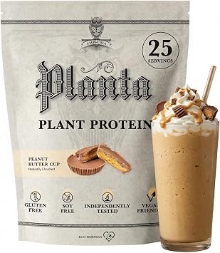 Ambrosia Plant Based Protein Powder 20g | Clean Vegan Pea Protein Powder | Gluten & Dairy Free, Keto Friendly, No Added Sugar | 25 Servings | Peanut Butter Cup