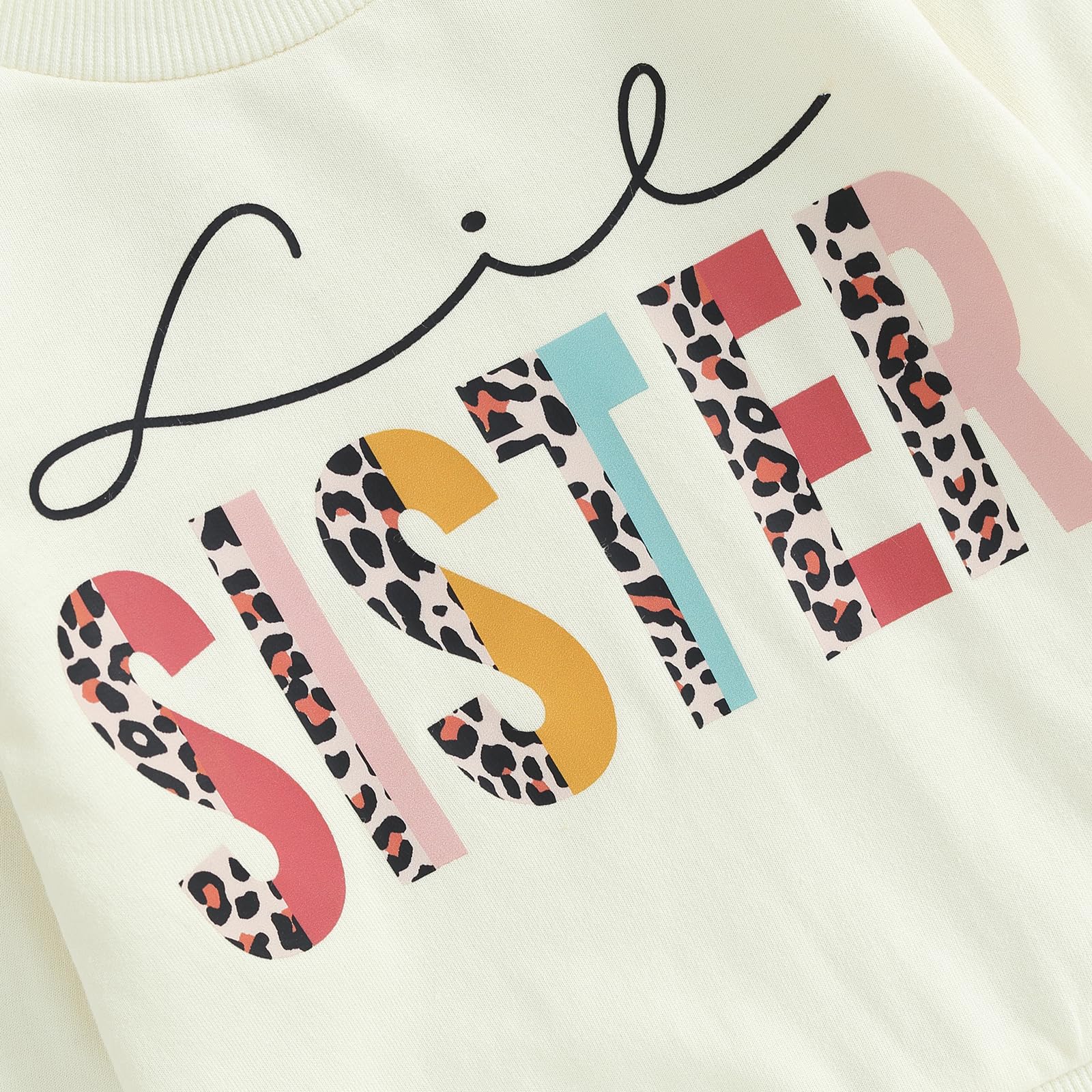 Yassiglia Tenues assorties pour sœur grande sœur chemise à manches longues petite sœur pull/barboteuse nouveau-né col rond imprimé lettre sweat-shirt bébé fille vêtements d'automne