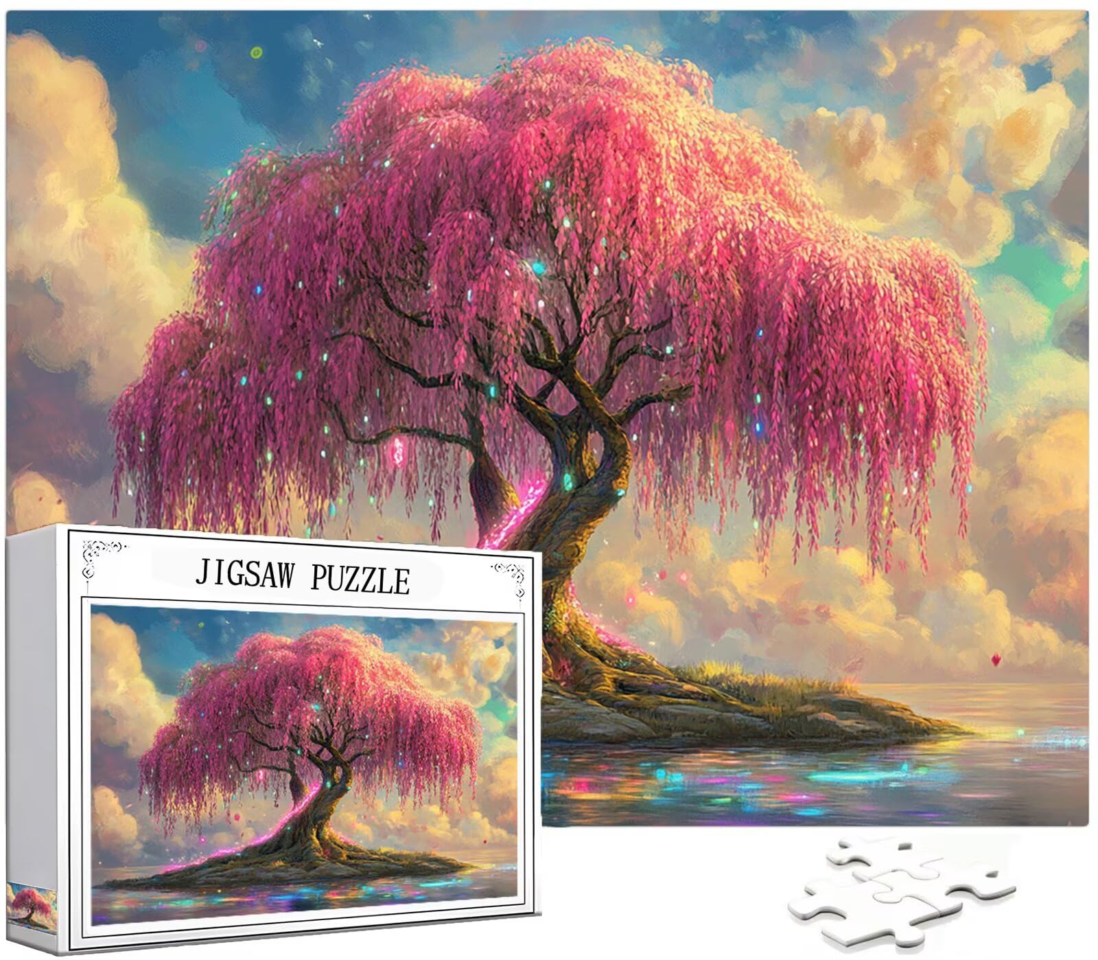 Albero Puzzle 1000 Pezzi Grandi Dimensioni per Adulti, Puzzle Sogno Motivo Progettazione con Compact Box e Poster Incluso per Home Room Wall Decor Regalo Donna Men Gifts, Legna Jigsaw 75x50cm,Model194