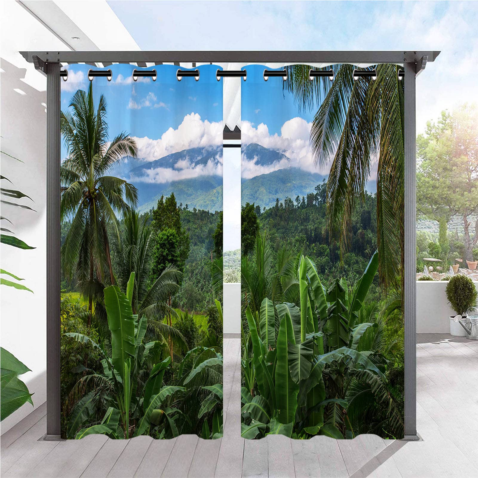 ANHOPE Outdoor Curtains Waterproof Eyelet Top 2 Panels W 36" x L 84"