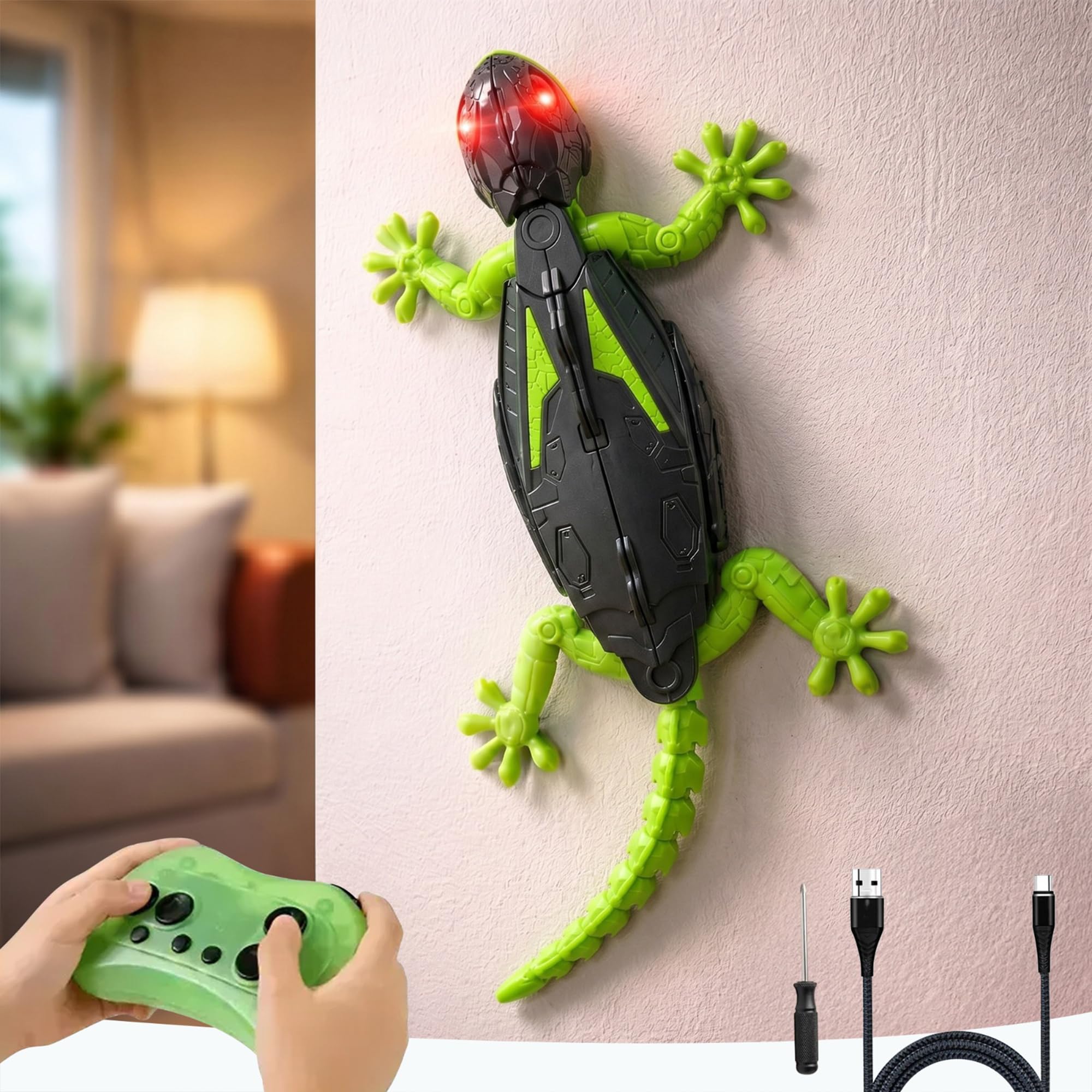 Kidology Wall Climbing Lizard RC Toy for Kids | 360° Rotating Remote Control Robot with LED Lights & Low Noise | Crawls on Walls, Ceilings & Floors | Fun Prank Gift for Boys & Girls Ages 14+-image-16