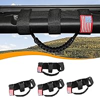 Vista 18 de Hoolcar 4 asas de agarre de barra antivuelco con paracord Compatibles con 1955-2023 Jeep Wrangler YJ TJ JK JKU JL JLU & Gladiator JT, Negro & Rojo