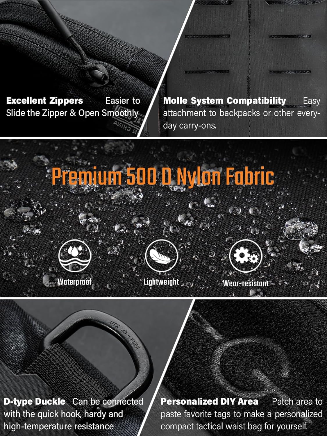 TACTICAL GEEK Block K EDC Compact Waist Pouch, Utility Pocket Organizer with Cache Pad, Nylon Zippers Tool Pouch, Multi-Purpose Small Gadget Organization for Daily Carry - Image 2