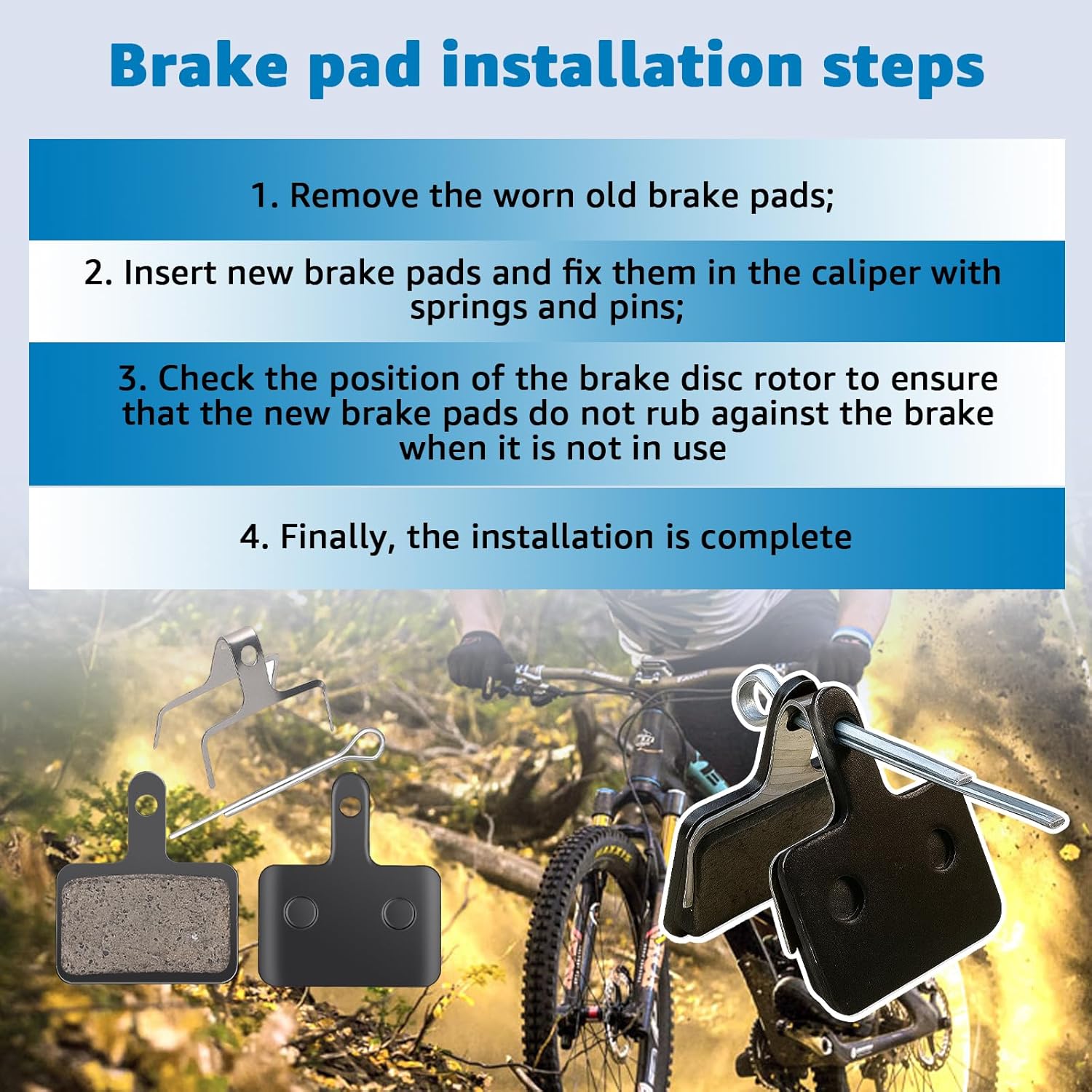 27 Pairs Bike Brake Pads, Bicycle Disc Brake Pads Replacement Ebike Brake Pads for TRP Tektro Shimano with Installation Tools