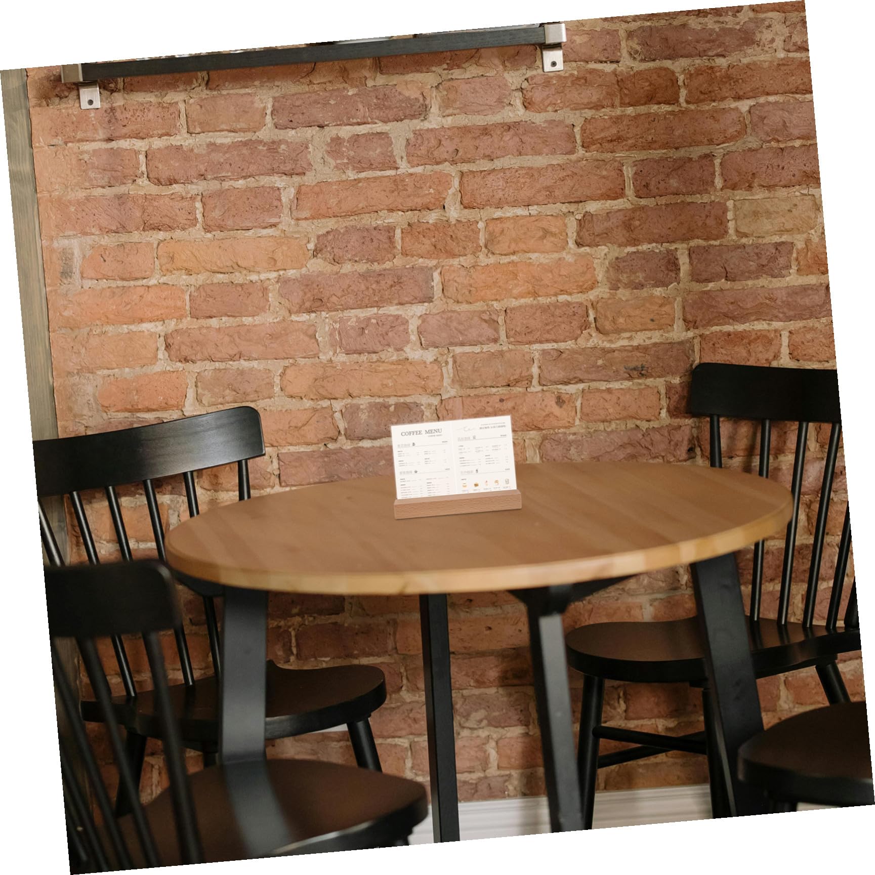 Abaodam Soporte para Letrero de Mesa Horizontal A6 5 Piezas con Base de Madera Natural y Acrílico Transparente para Menús, Porta Carteles y Exhibidores en Restaurantes y Oficinas