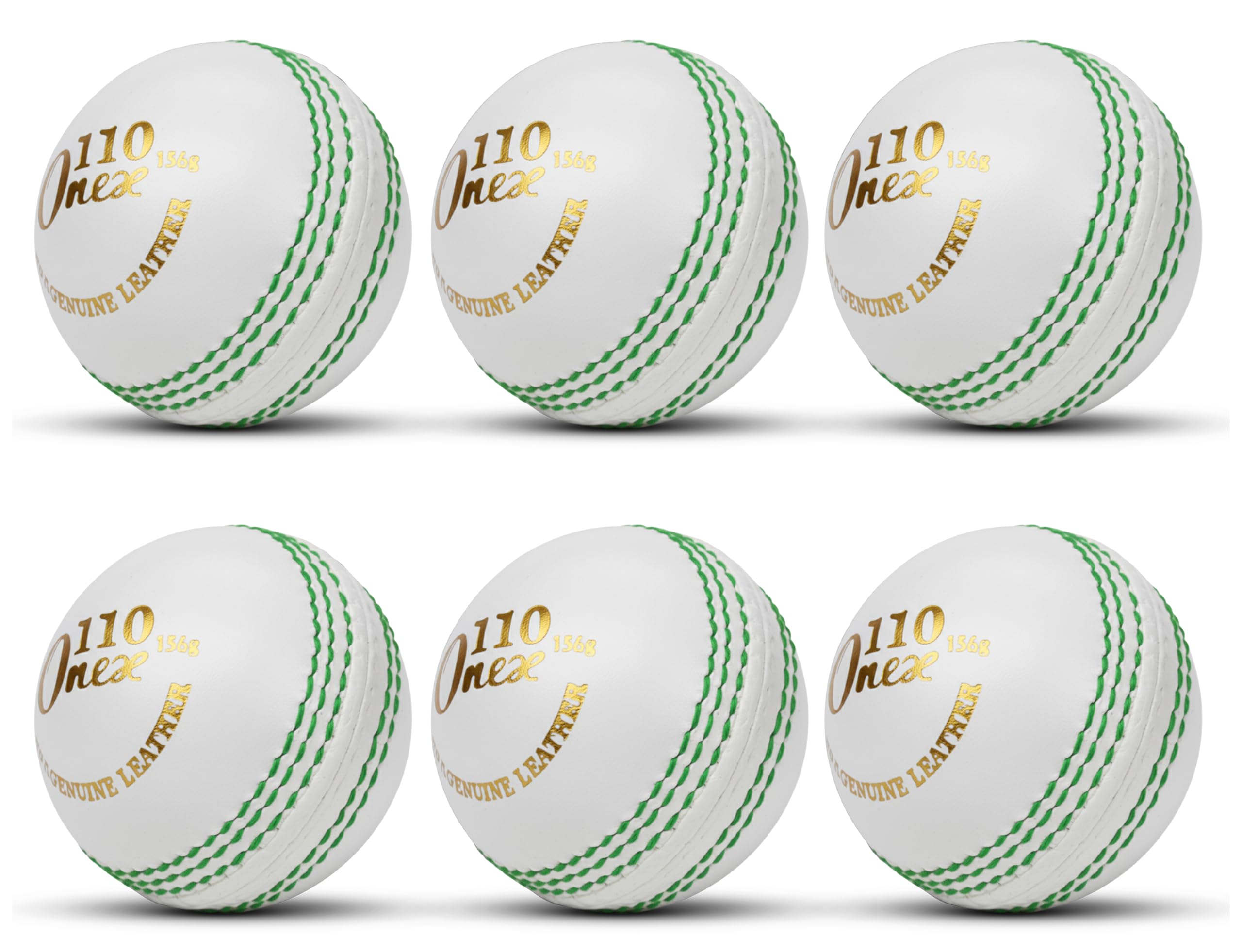 ONEX Cricket Balls Leather 5.5oz Senior | Hand-Stitched Hard Ball for Practice, Nets & Coaching | Match-Quality Swing, Seam & Bowling Training | Ideal for Club, School & Academy UK (6, WHITE)