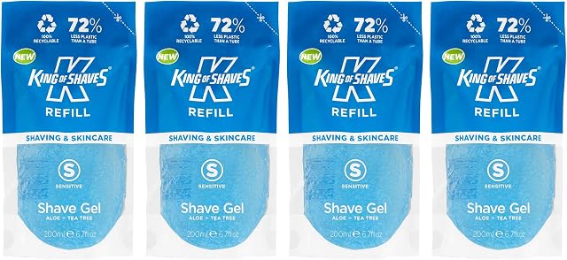 King of Shaves Sensitive Shave Gel Refillable Pouch 4 x 200ml