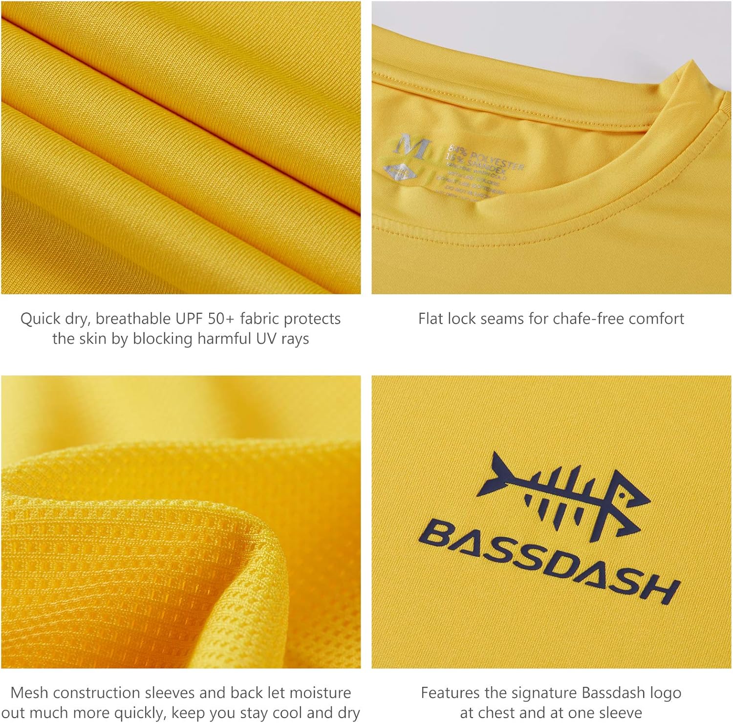 BASSDASH Men’s UPF 50+ Sun Protection Fishing Shirt Short Sleeve UV T-Shirt - Image 3