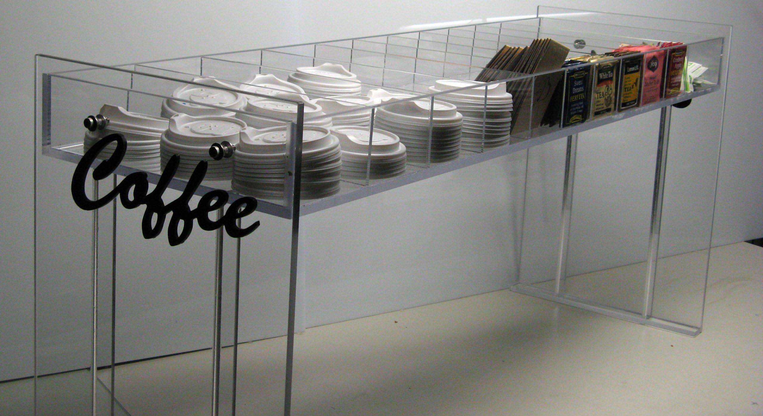 Coffee Counter Condiment Rack C-store Equipment Organizer Cup Lid Display Tea 11 Slot Dispenser Caddy