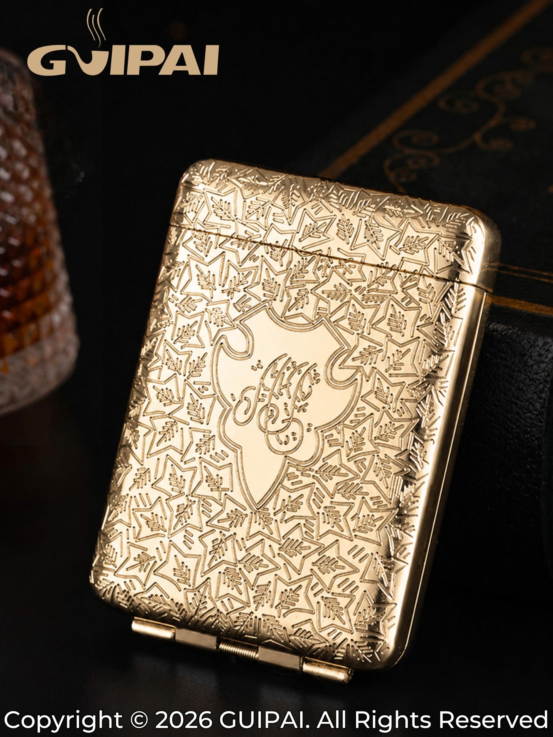 GUIPAI Metal Cigarette Case | Smart Internal Divider | Retro and Stylish | Pocket size | Gift Pouch Included