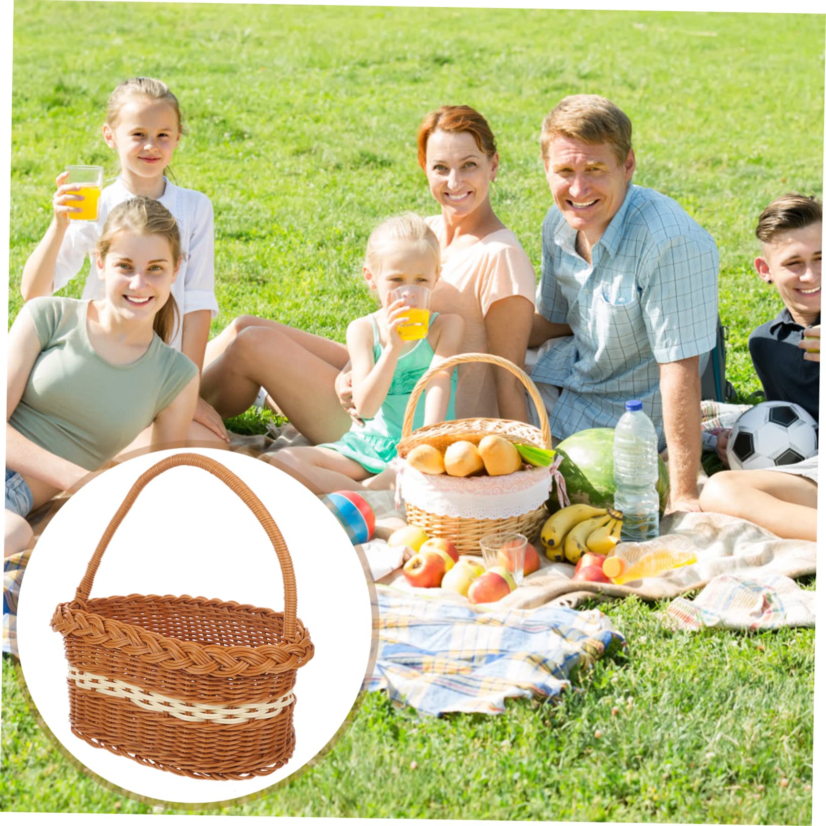 Cestino Portaoggetti con Nappa Intrecciata A Mano per Picnic Cestino Portaoggetti Intrecciato per Esterni Robusto Contenitore per La Conservazione della Frutta per La Casa