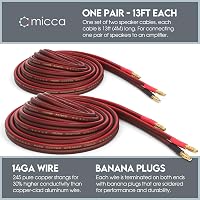 Micca Pure Copper Hangszóró Kábel Aranyozott Banán Csatlakozó 12ft 2