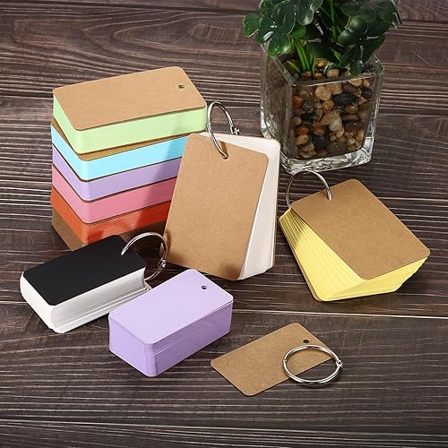 Miniatura 6 de PATIKIL Tarjetas de índice en blanco con anillo, 300 tarjetas flash en blanco de colores de 3.5 x 2 pulgadas, tarjeta de estudio para aprendizaje de