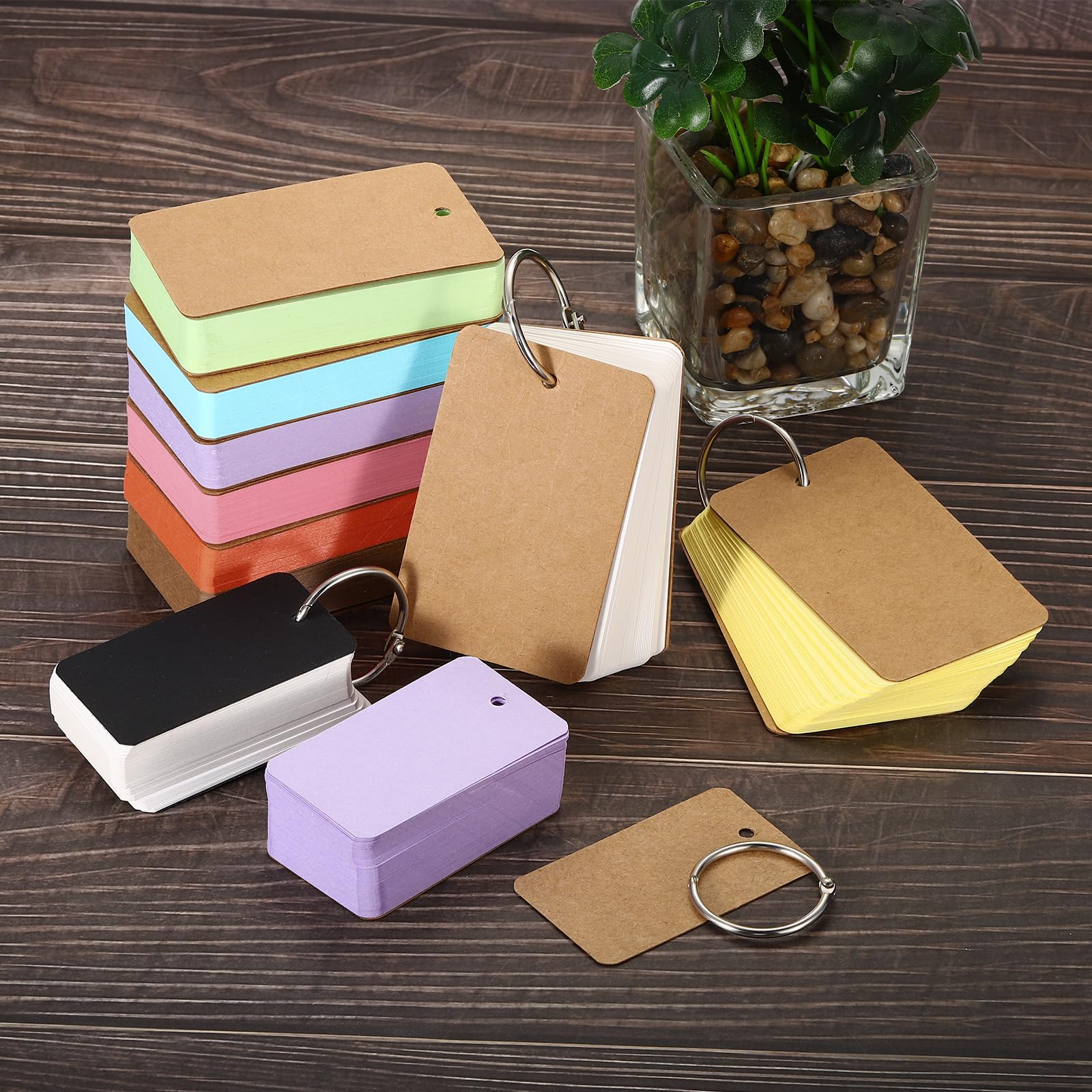 PATIKIL 500 Paquet 3.5" x 2" Vierges Flash Cartes avec Anneaux Violet