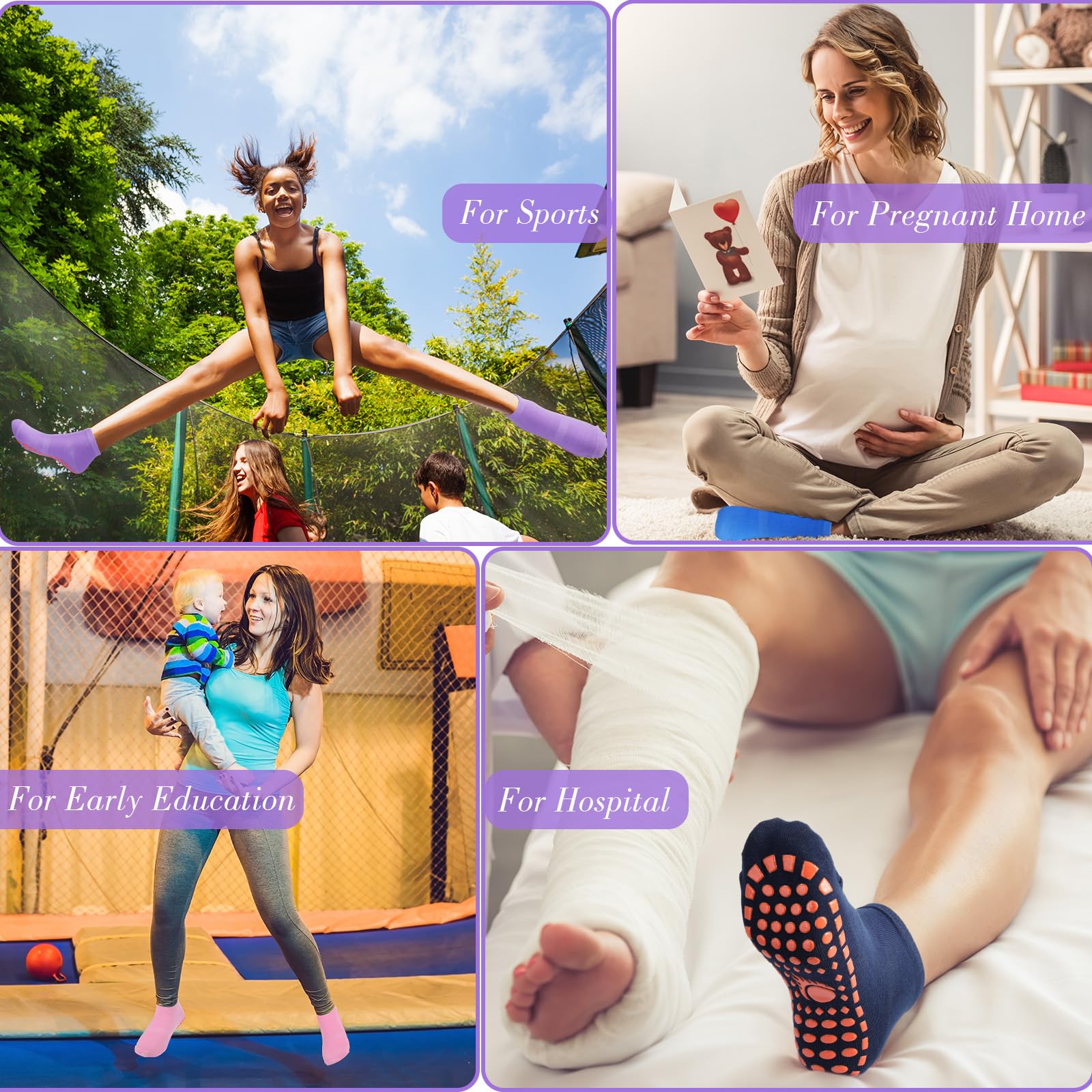 Hercicy 39 Paar rutschfeste Socken mit bunten rutschfesten Socken für Herren, Damen, Sport, Yoga, Pilates, Knöchelsocken