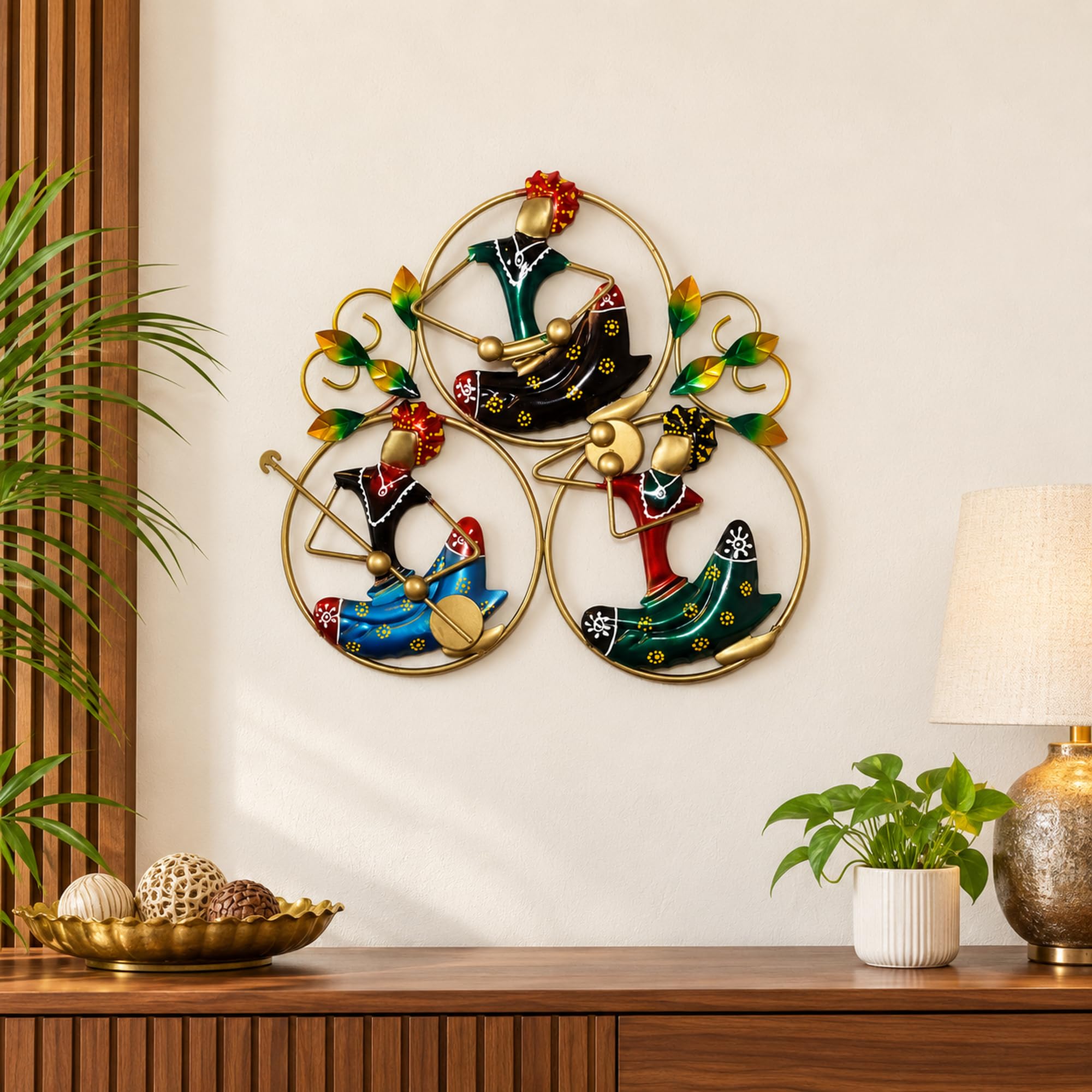 AntarYuga 3 Musicians Frame (A) Metal Wall Art, 16 x 15 Inch