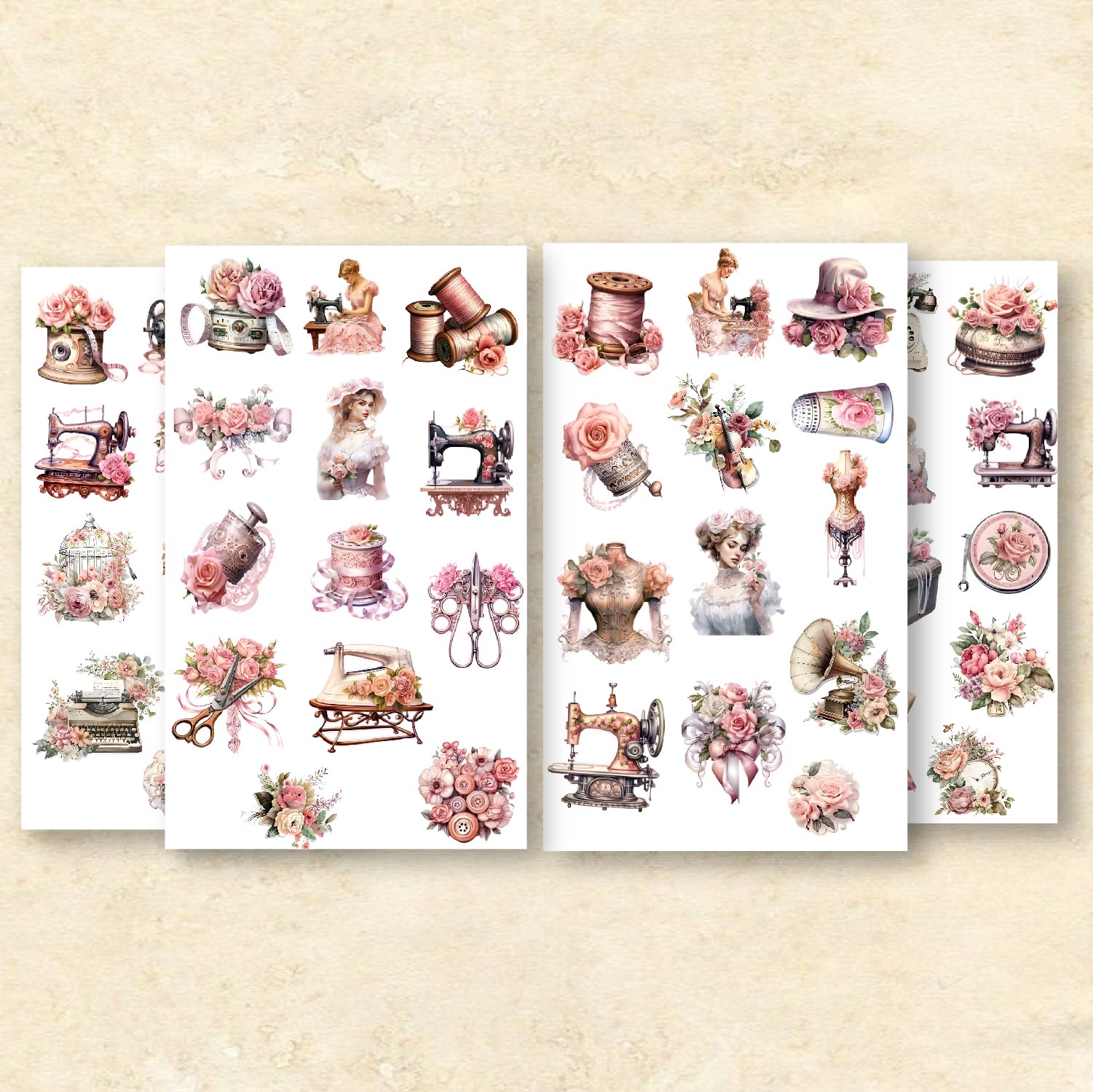 Scrapbook Supplies VOLDOT 346pcs Vintage Scrapbook Stickers Pack For ...