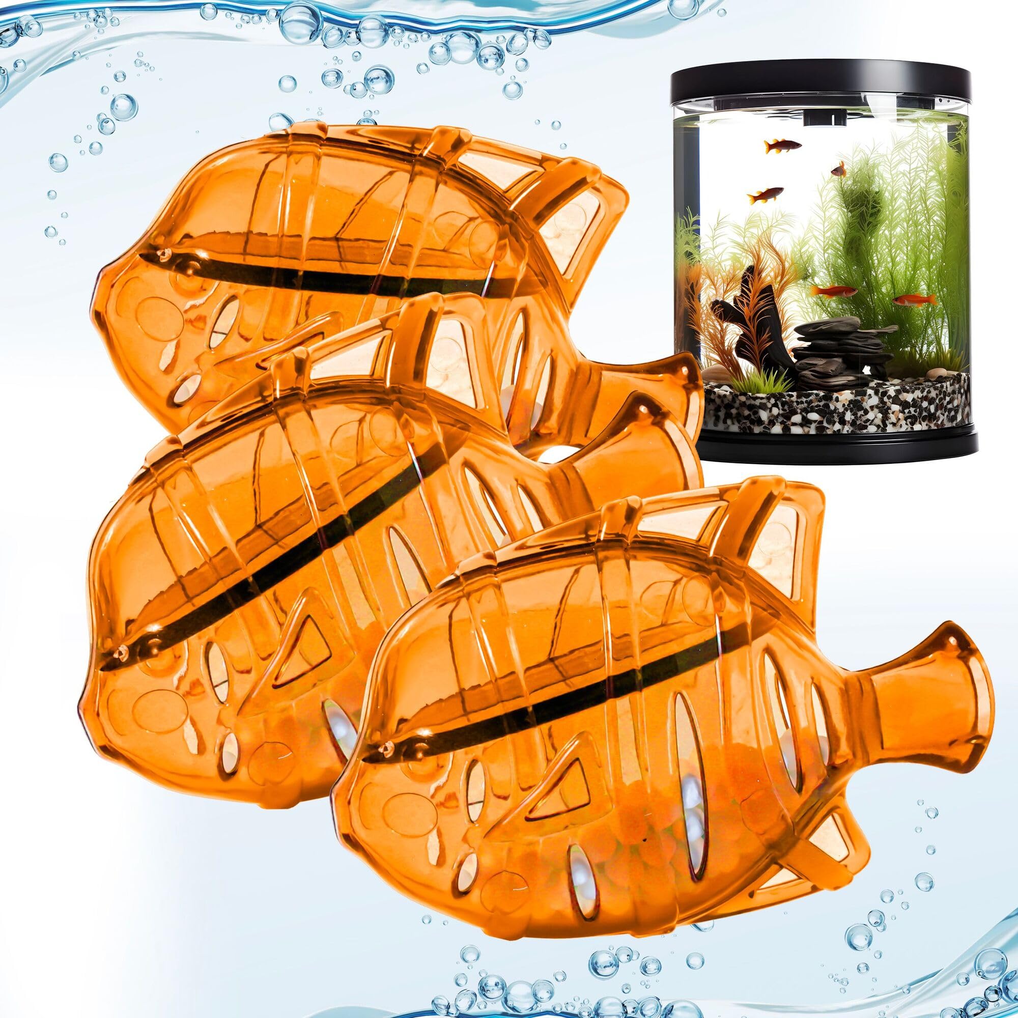 Clarence the Clarifier Fish Chiarificatore per acquario, trattamento dell'acqua trasparente e nuvoloso, sicuro per pesci e piante d'acqua dolce e salata, arancione, confezione da 3