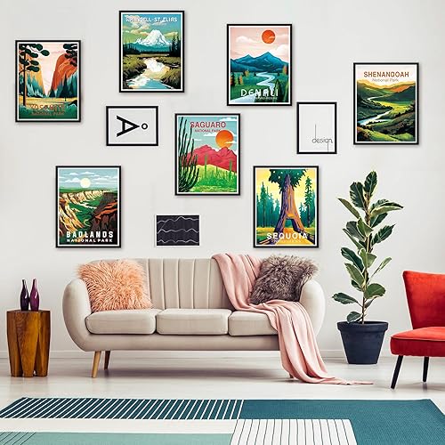 Miniatura 6 de Teling Juego de 30 piezas de pósteres vintage de parques nacionales, naturaleza, arte de pared, impresiones de viaje, arte de pared y montaña,