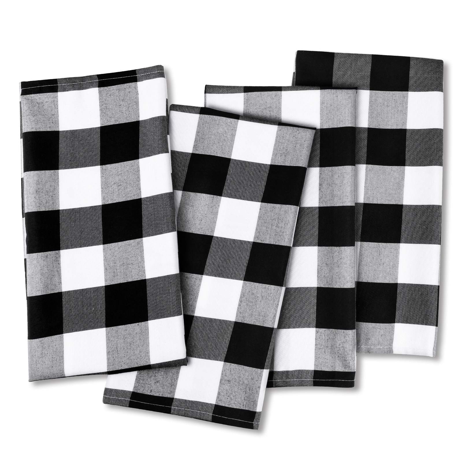 PHOGARY 4 Pack Black and White Kitchen Towels, 20 X 30 Inches Buffalo Check Dish Towels, Buffalo Plaid Cotton Kitchen Towel, Farmhouse Christmas Décor, Tea Bar Cleaning Towels Cloth