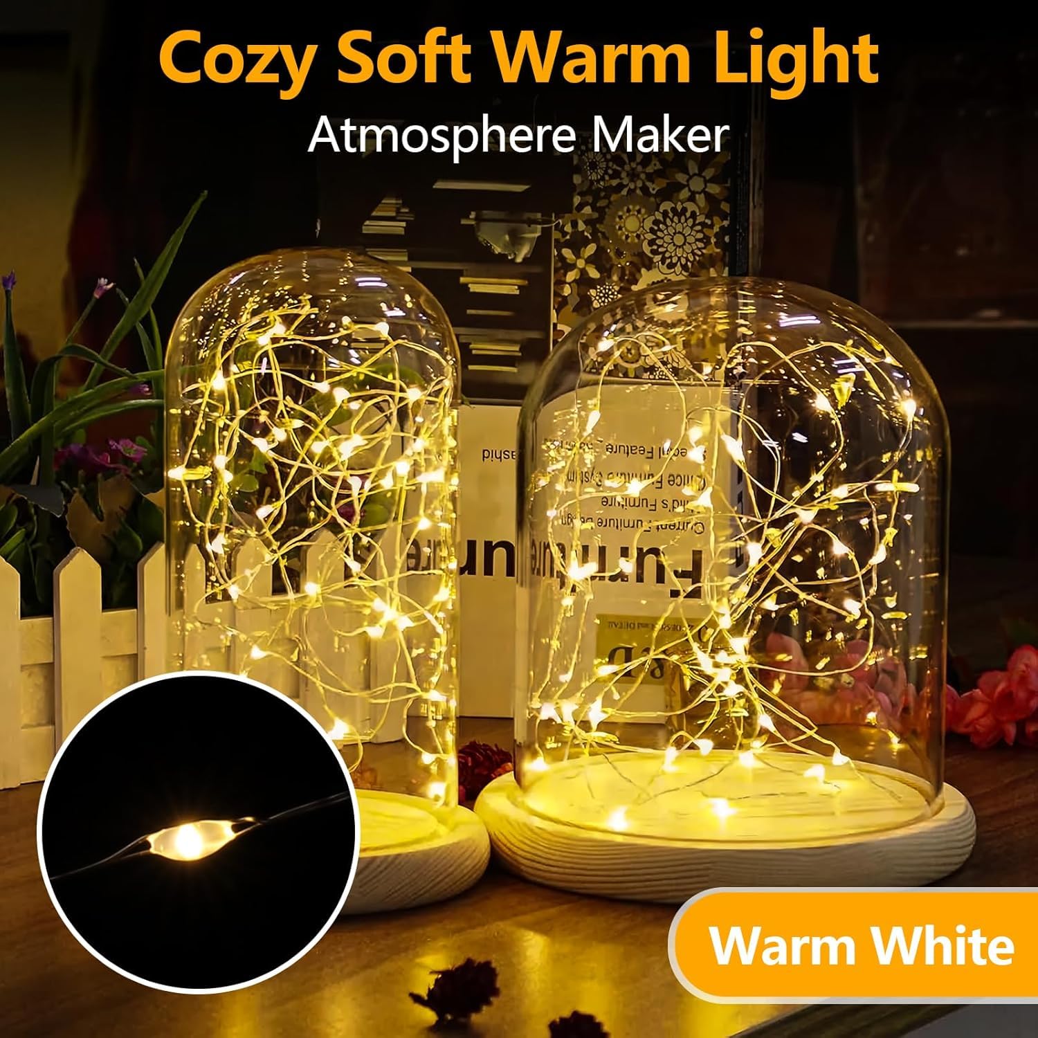 Lot de 30 Guirlande Lumineuse LED Mini Guirlande a Pile 1M 10 Fil de Cuivre Intérieur et Extérieur Décoration Lumière pour bouteille Mariage Fête Noël ChambreBlanc Chaud
