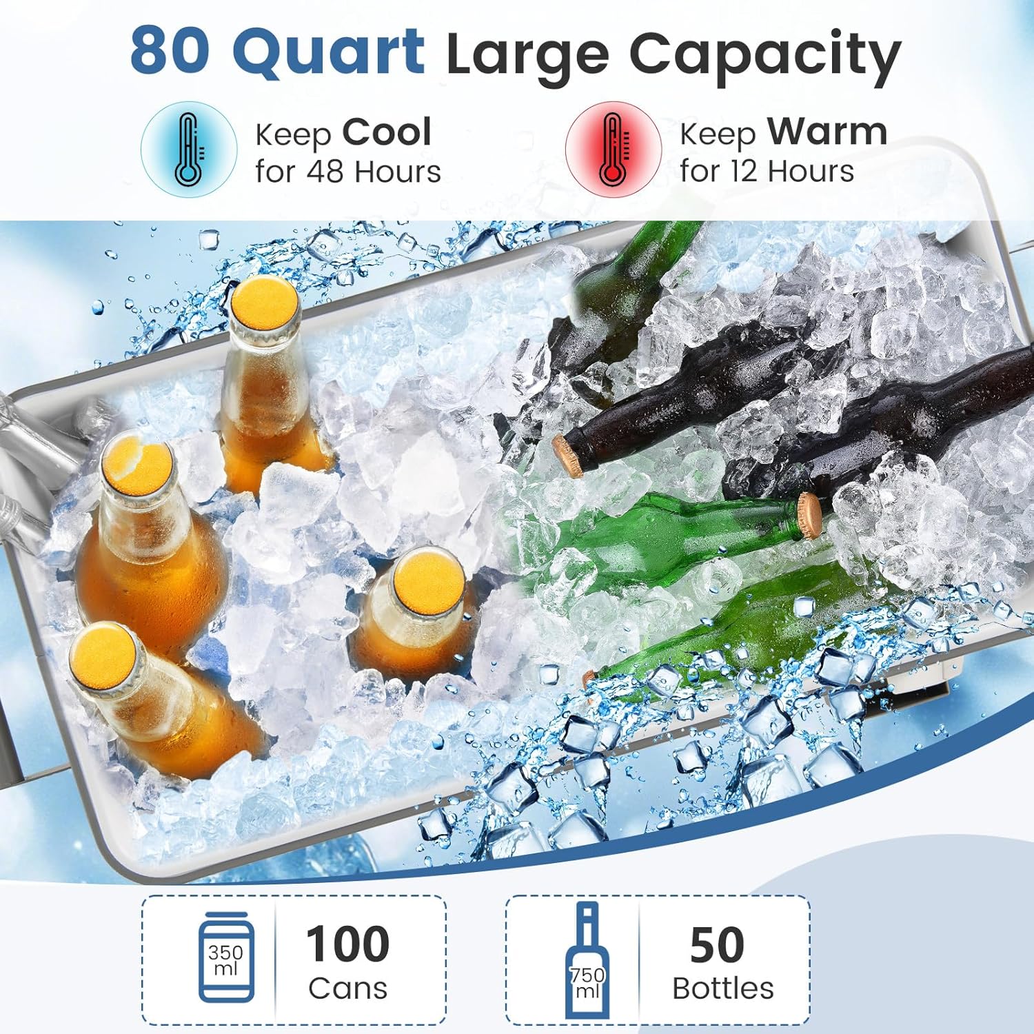 Giantex 80 Quart Rolling Patio Cooler Cart with Bottom Storage Shelf & Drain, Outdoor Ice Chest with Lockable Wheels, Bottle Opener & Cap Catcher, for Party Poolside Backyard BBQ