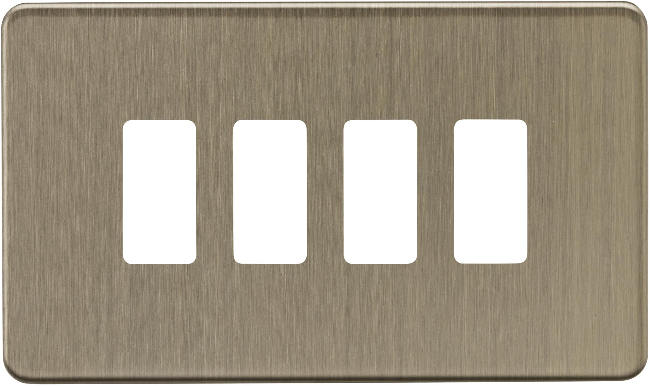 Knightsbridge Antique Brass 4G Grid Faceplate