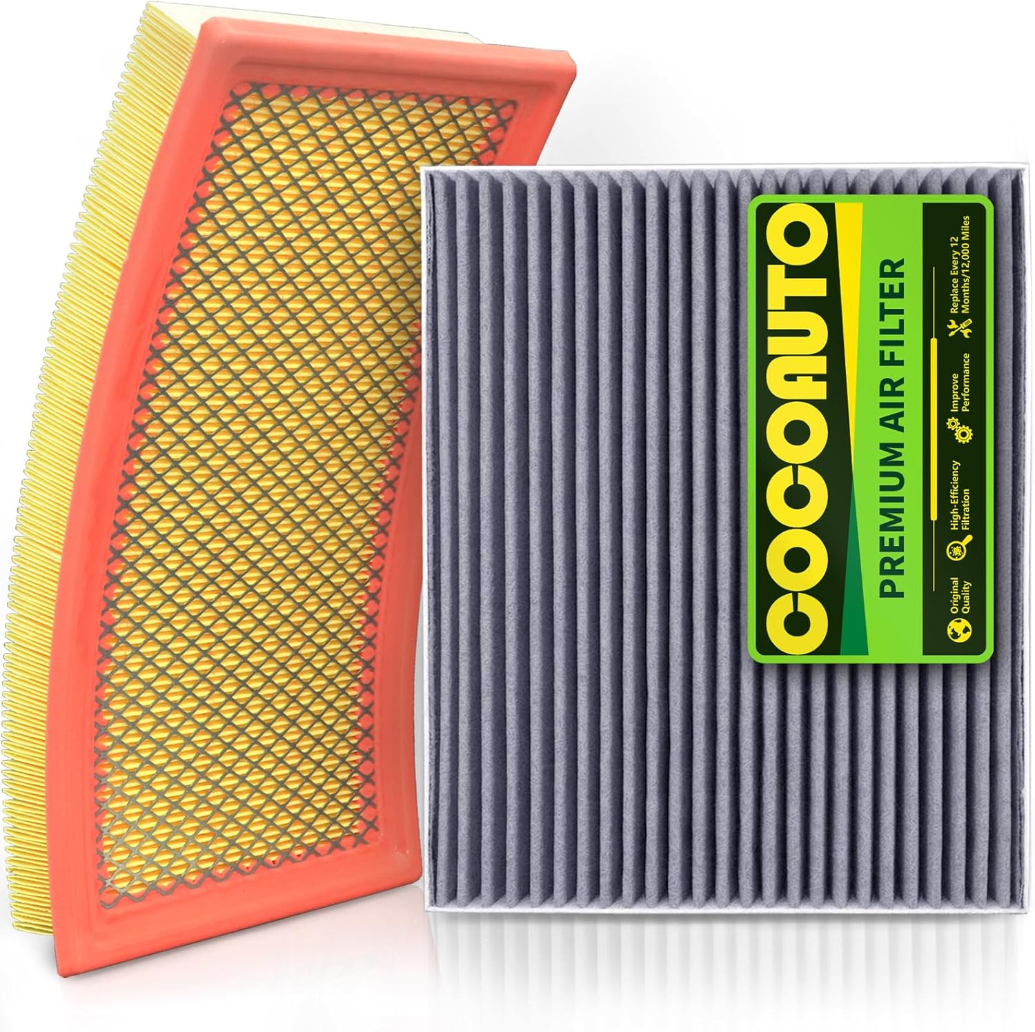 COCOAUTO Cabin & Engine Air Filter Kit for Ford Explorer 2.3L (2020-2024) & 3.0L (2020-26), Lincoln Aviator (2020-26), Police Interceptor Utility(2020-26), Replace FA1884, 7T4Z9601A, FP89, JX6Z9601A