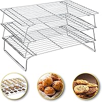 3-Pack Stackable Stainless Steel Cooling Racks, 10x16 Inch Tall Baking Racks for Cookies, Cakes, Oven Safe & Dishwasher Safe