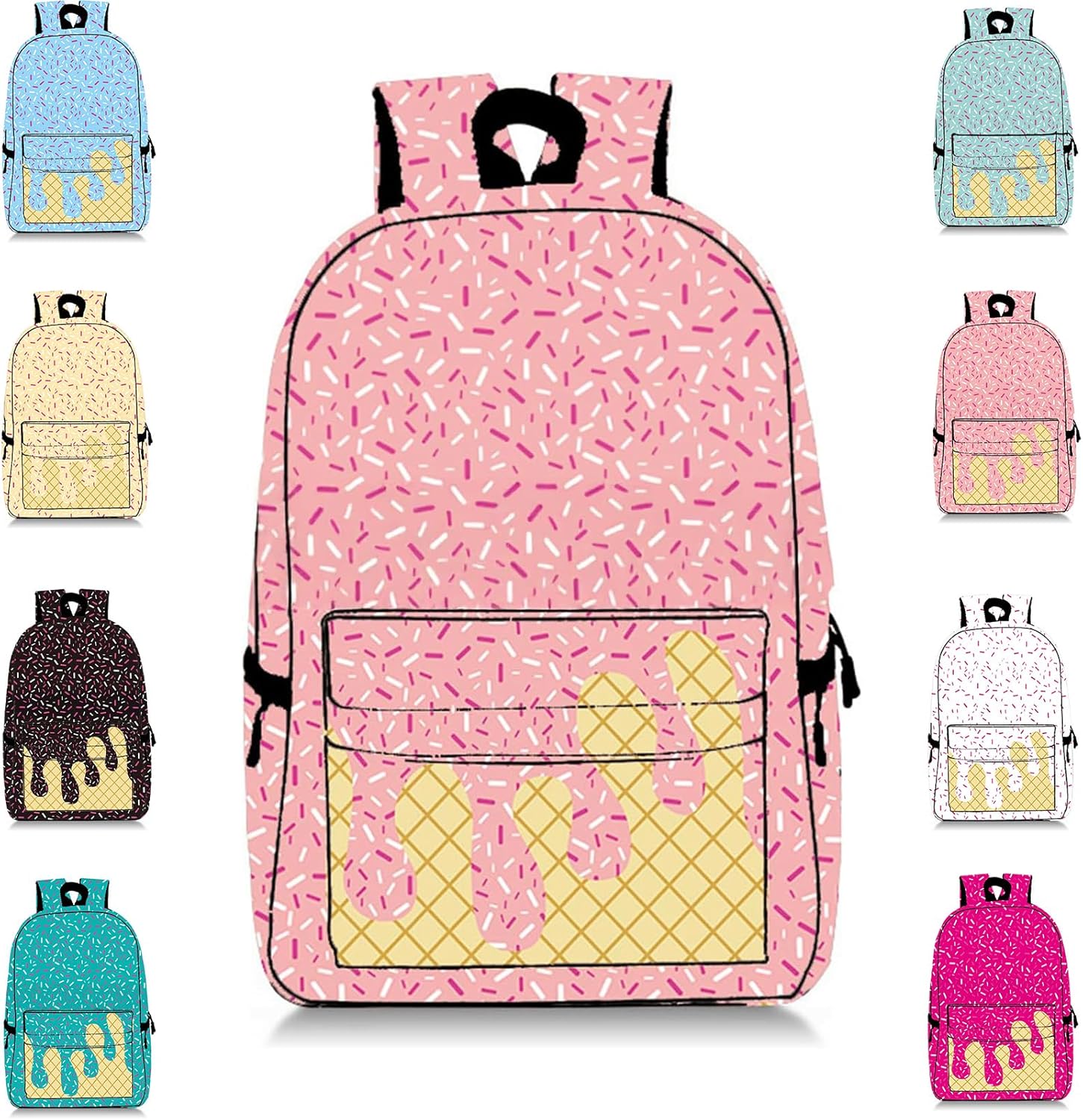 Drip Backpack for Boys Girls, Kawaii Shoulder Bagpacks, Laptop Shoulder Bag with Side Pockets Large Capacity (Pink)