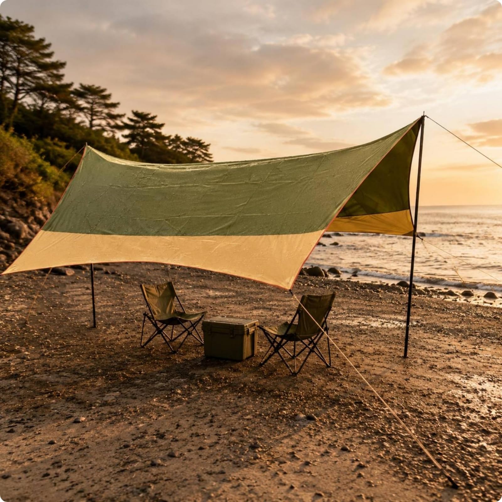 Tenda Parasole Grande Protezione Solare Tarp da Campeggio Leggera Copertura Campeggio per Campeggiatori