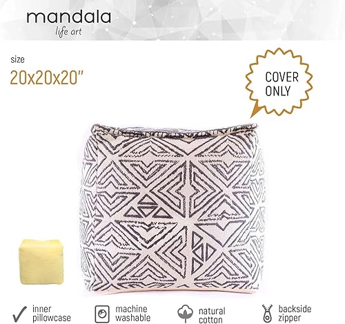 Miniatura 3 de Mandala Life ART Puf otomano - 20x20x20 - Taburete Reposapiés Cubo Blanco Blanco Negro,Negro Blanco,Gris,https://www.amazon.com/dp/undefined