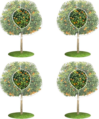 4 fundas de red de jardín con cremallera y cordón, bolsa de malla para árboles frutales de 41 x 27 pulgadas, red de protección de plantas de jardín