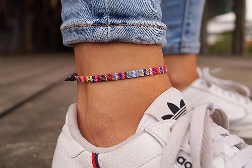 Miniatura 3 de Boho Surfer Anklet Unisex - Ethnic Ankle Bracelet Women & Men - Handmade Beach Jewelry & Festival Accessories - 100% Waterproof & Adjustable - Thin
